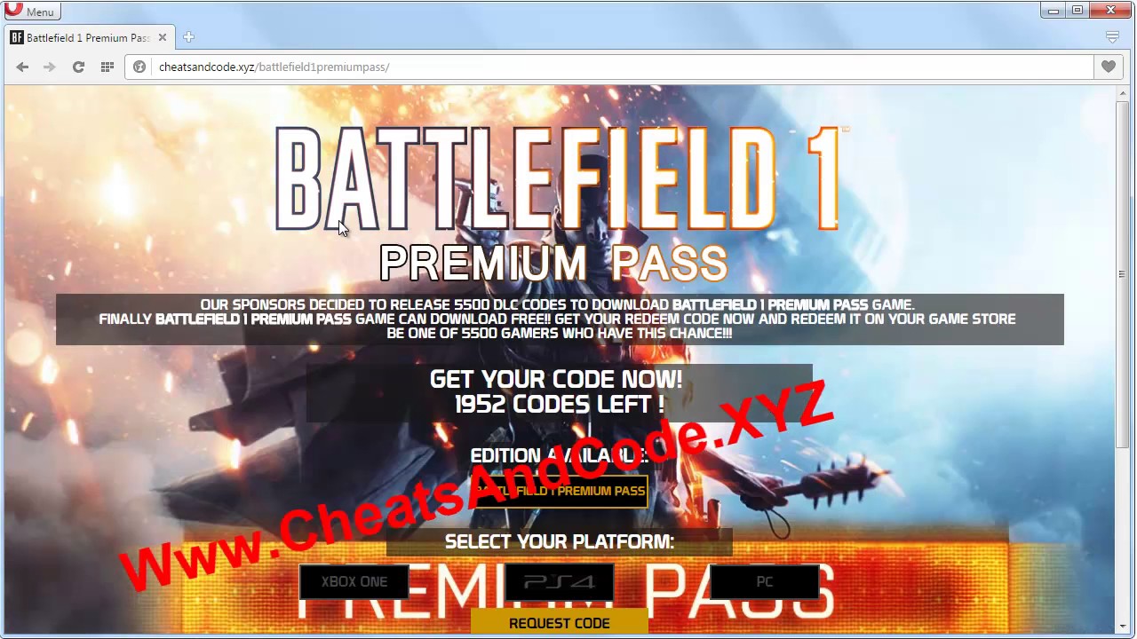 Battlefield 1 Premium Pass Xbox One Download Code